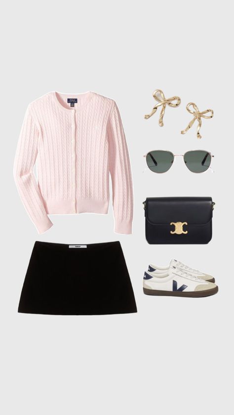 #veja  #bowearrings #miniskirt #ralphlauren #celine #celinetriomphe Celine Fashion Outfits, Celine Aesthetic, One Set Outfit, Celine Outfit, Celine Fashion, Uni Outfits, Paris Outfits, Causual Outfits, Fashion Fits