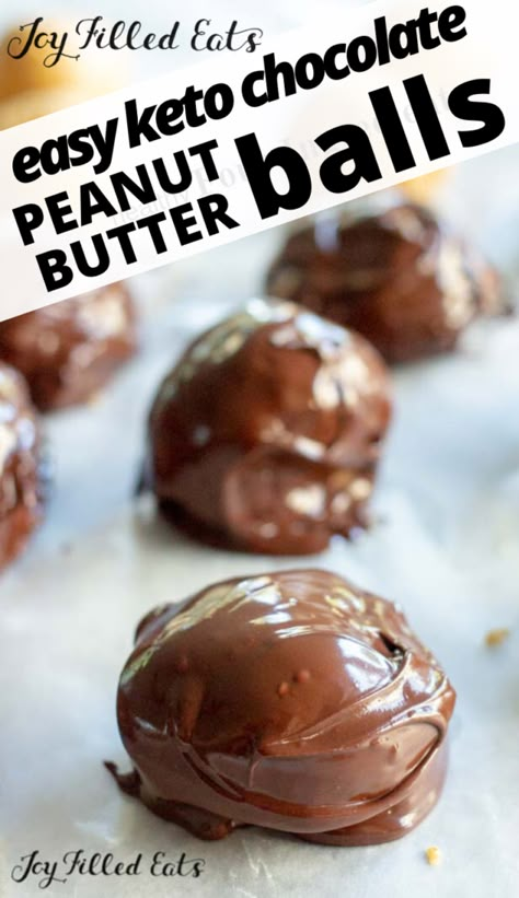 Keto Peanut Butter Balls, Healthy Peanut Butter Balls, Dolce Poche Calorie, Chocolate Peanut Butter Balls, Chocolate Peanutbutter, Keto Peanut Butter, Sugar Free Treats, Keto Candy, Joy Filled Eats