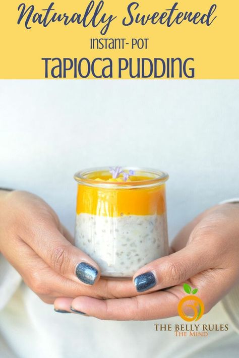 This Instant Pot Tapioca Pudding recipe is a complete game changer. First it's naturally sweetened, refined sugar-free, next no more stirring and sticky bottom pots and lastly it cooks in just 1o mins. It's portion controlled,  vegan, gluten-free and paleo. Need we say anything more, this is a must try!!! #tapiocapudding #instantpottapiocapudding #tapiocapuddingrecipe #instantpotdessert #naturallysweetened #refinedsugarfree #howtomaketapiocapudding Instant Pot Tapioca, Tapioca Pudding Recipe, Mint Syrup, Rice Pudding Recipes, Tapioca Pudding, Vegetarian Instant Pot, Banana Coconut, Nut Milk, Pudding Recipe