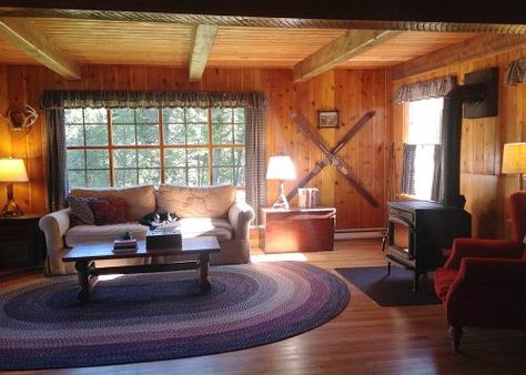 IN. LOVE. with this fantastic 1955 cabin Knotty Pine Living Room, Knotty Pine Decor, Knotty Pine Rooms, Knotty Pine Cabin, Knotty Pine Kitchen, Knotty Pine Doors, Wood Paneling Living Room, Knotty Pine Paneling, Knotty Pine Walls