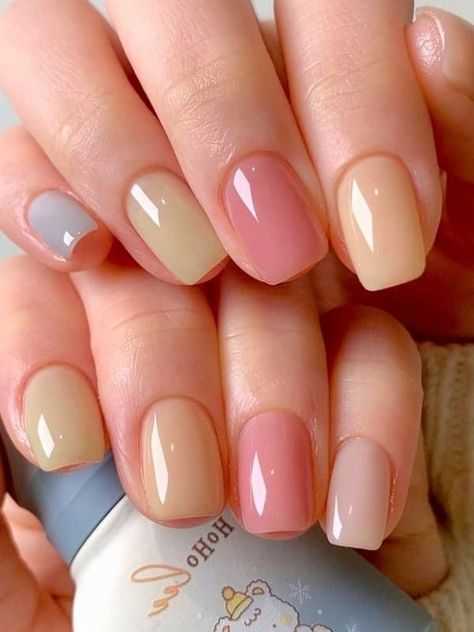 Pale Pink Jelly Nails, Nail Color Pastel, Sheer Jelly Nail Polish, Jelly Square Nails, Soft Pastel Nails, Jelly Gel Nails Short, Round Jelly Nails, Jelly Dip Powder Nails, Milky Jelly Nails