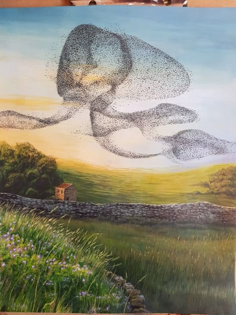 Starling Murmuration, Horror Inspiration, Murmuration Art, Countryside Cottage, Nature Pics, Random Aesthetic, Bird Tree, Inspirational Art, Starling