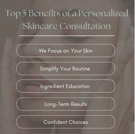 Thinking about a skincare consultation but not sure if it’s right for you? Here are 5 reasons why a personalized approach can be a game-changer: 1️⃣ We Focus on Your Skin: No more one-size-fits-all routines. Let’s get to the heart of what your skin truly needs. 2️⃣ Simplify Your Routine: Together, we’ll streamline your products so you spend less time on your routine—and more time seeing results. 3️⃣ Learn What Works for You: I’ll walk you through the ingredients that will actually benefit yo... Skincare Consultation, Focus On Yourself, Game Changer, No More, Your Skin, Skin, Quick Saves