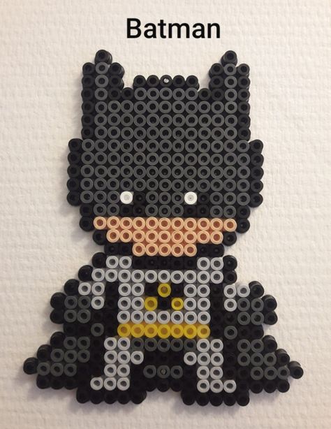 Batman Pearl Beads, Batman Melty Beads, Super Hero Perler Bead Patterns, Batman Perler Bead Patterns, Perler Bead Patterns Marvel, Batman Perler Beads, Nerdy Perler Beads, Melt Beads Patterns, Easy Perler Bead Patterns