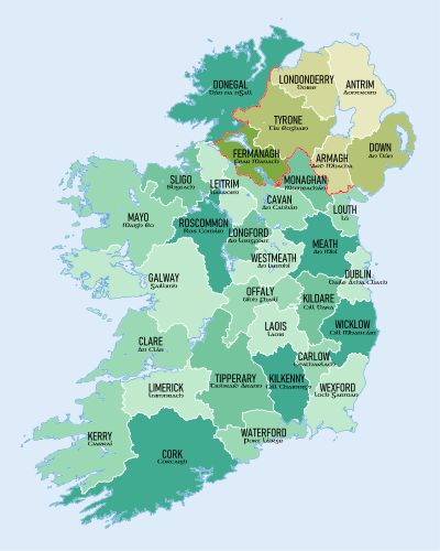 map of ireland Counties Of Ireland, Ireland Aesthetic, Map Of Ireland, Irish Genealogy, Ireland Map, Southern Ireland, County Wicklow, Armagh, Ireland Travel Guide