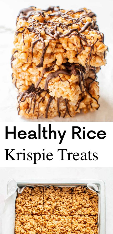 Rice Crispy Recipes Healthy, Rice Krispie Healthy, Gluten Free Rice Krispie Treats Recipes, Ww Rice Krispie Treats, Clean Rice Krispie Treats, Snacks With Rice Krispies, Low Sugar Rice Krispie Treats, Healthy Peanut Butter Rice Crispy Treats, Healthy Rice Krispie Recipes