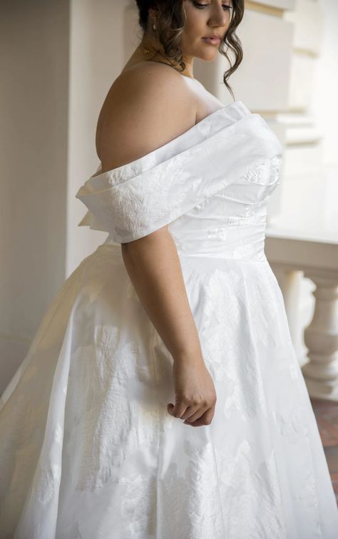 Luxe Off-the-Shoulder Plus Size Silk Ballgown Wedding Dress Plus Size Ballgown Wedding, Silk Ballgown Wedding Dress, Ballgown Plus Size, Plus Size Ballgown, Ballgown Wedding Dress, Ballgown Wedding, Essense Of Australia, Dress Idea, Silk Wedding Dress