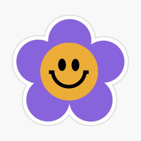 "Smiley flower design" Sticker for Sale by lovekayz | Redbubble Smiley Flower, Smiley Flower Aesthetic, Flower Smiley Face Wallpaper, Flower Smiley, Flower With A Smiley Face, Rainbow Flower With Smiley Face, Kaws Painting, Retro Flower Sticker, Flower Graphic Design