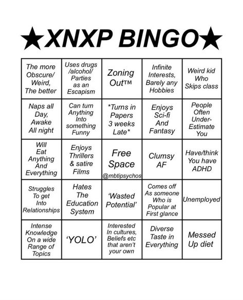 Entp Bingo, Fun Templates, Mbti Type, Cognitive Functions, Mbti Personality, Myers Briggs, Personality Traits, Intp, Crazy Kids