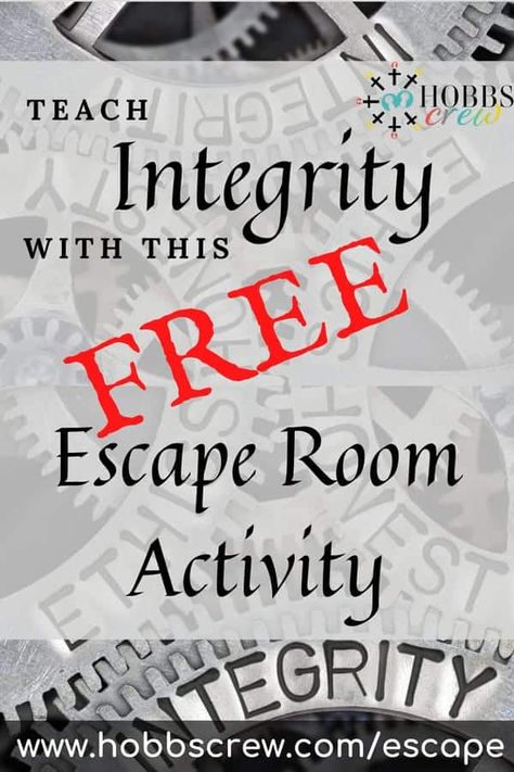 Do your kids do the right thing when they are alone? Teach them integrity with this free escape room activity. Integrity Object Lesson, Integrity Lessons For Middle School, Honesty Lesson Middle School, Integrity Craft Ideas, Integrity Lessons For Elementary, Integrity Activities, Accountability Activities, Right From Wrong Activities, Honesty Lesson