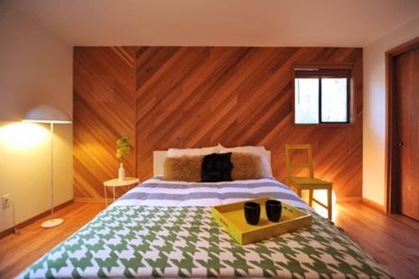 The Impossible Has Happened: 25 Examples of Wood Paneling Done FABULOUSLY | Apartment Therapy Timber Feature Wall, Condo Style, Wood Panelling, Best Home Interior Design, A Cabin In The Woods, Renovation Design, Wood Bedroom, Wood Panel Walls, Modern Cabin