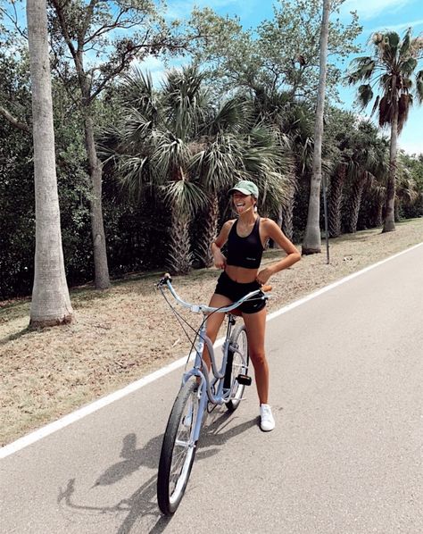 staying active, save energy, vsco goals, biking pictures, vacation activities #fitness #biking #activelifestyle Tulum Poses, Biking Outfits, Bike Riding Outfit, Instagram Korean, Island Photos, Cycling Pictures, Hawaii Pictures, Bike Pictures, Bike Aesthetic