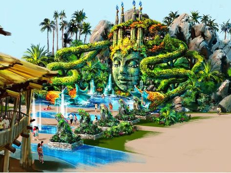 Water Park Ideas, Theme Park Planning, Theme Park Concept Art, Park Concept Art, Theme Park Ideas, Theme Park Design, Park Concept, Water Theme Park, Aqua Park