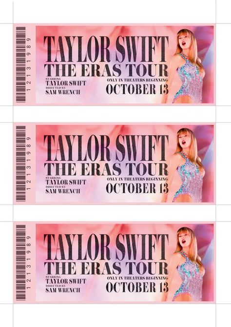 Taylor Swift The Eras Tour Film Ticket Souvenir.pdf - Google Drive Taylor Swift Eras Tour Tickets, Eras Tour Ticket, Taylor Swift Printable, Eras Tour Film, Taylor Swift Tickets, Taylor Swift Games, Swift Party, Film Party, Taylor Swift 22