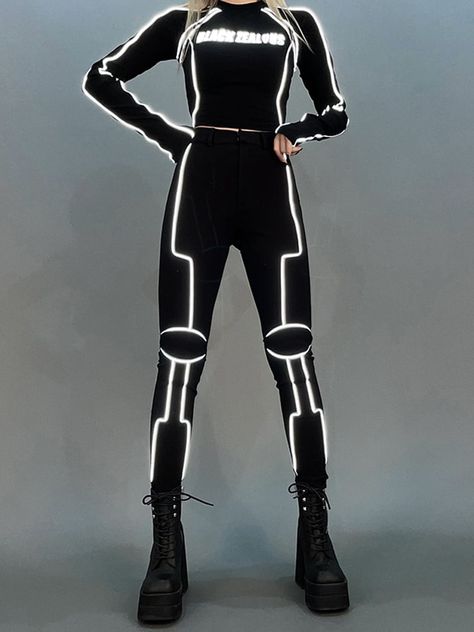 [$53.20]Futuristic Cyberpunk Reflective Bikecore High Waist Pants Futuristic Costume, Cyberpunk Outfit, Techwear Fashion, Cyberpunk Clothes, Harajuku Outfits, Cyberpunk Fashion, Cyberpunk Style, Futuristic Fashion, After Life