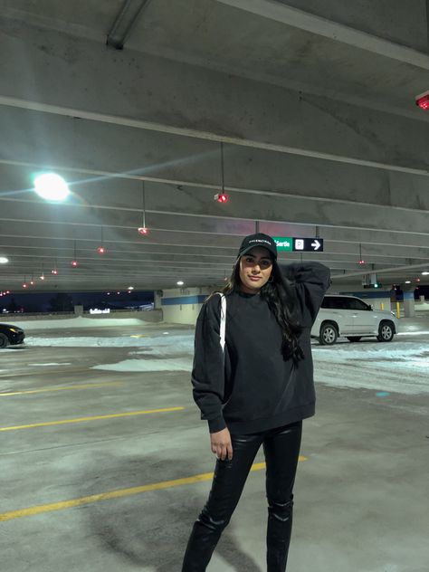 Balenciaga Hat Outfit, Balenciaga Hat, Parking Garage Photoshoot, Garage Photoshoot, Hat Outfit, Chill Outfits, Parking Garage, Outfits With Hats, Rain Jacket