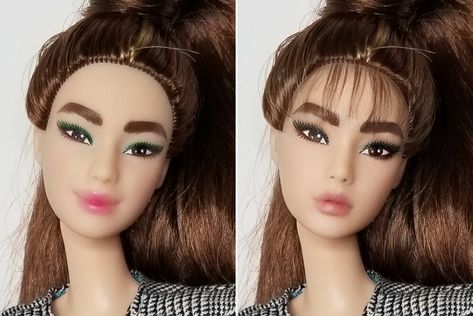 Barbie Face Sculpts, Repainted Barbie Dolls, Barbie Reroot, Doll Face Makeup, Barbie Repaint, Doll Face Paint, Repainted Dolls, Ooak Barbie, Custom Barbie