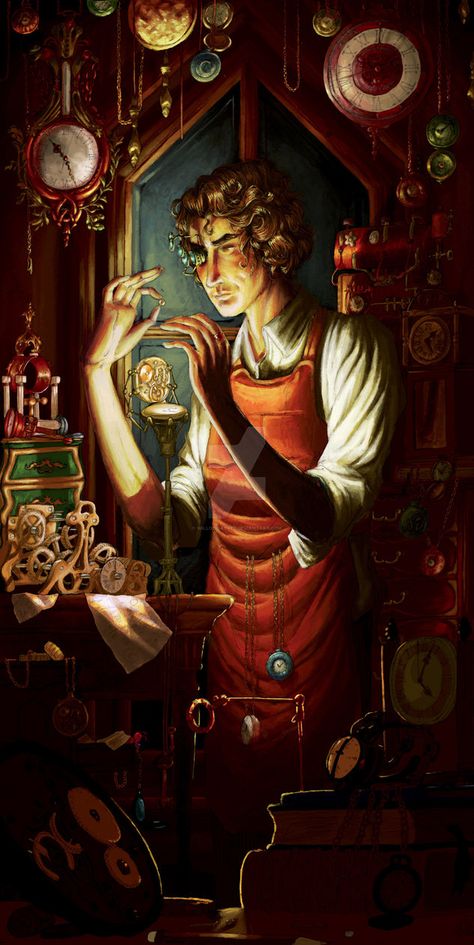 Clockmaker by willoeisatree Clockmaker Character Design, Teaching Drawing, Inspiration Images, Steampunk Gears, Steampunk Diy, Sea Witch, Steampunk Art, Howls Moving Castle, Game Inspiration