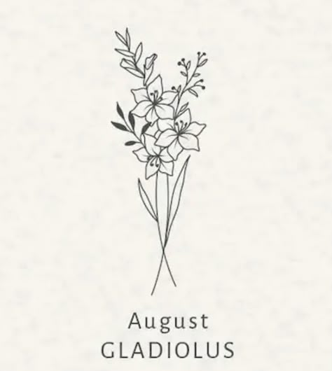 Gladiola Flower Tattoo, Gladius Tattoo Flower, Gladolius Tattoo, August Wildflower Tattoo, August Floral Tattoo, Carnation And Gladiolus Flower Tattoo, Gladiolus Bouquet Tattoo, Gladiolus Birth Flower Tattoo, Gladiolus And Aster Tattoo