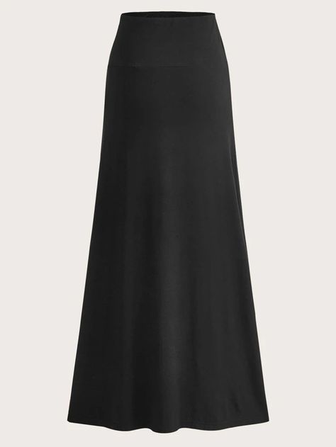 SHEIN EZwear Solid High Waist Skirt | SHEIN USA Berlin Winter, Long Straight Skirt, Mother Gothel, Black Straight Skirt, Shein Finds, Long A Line Skirt, Skirt Aesthetic, Plain Skirt, Women Bottoms