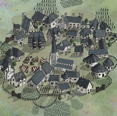 Fantasy City Map, Fantasy Map Making, Village Map, Perspective Drawing Architecture, Dungeon Master's Guide, Adventure Map, Medieval Houses, Location Inspiration, Architecture Drawing Art