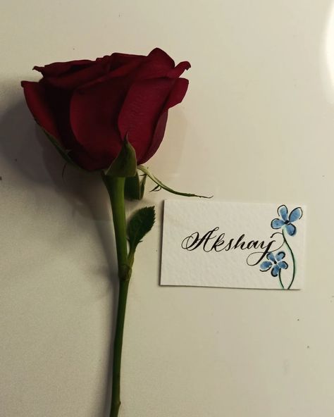 Name cards in Calligraphy ✨ Attach it with rose of any flower and give it to your loved ones . Theh will feel really special ✨Name written Akshay Try it 😉😉 Dm to make this for yours If you find name of yours . Do comment with ❣️ #photooftheday #photographylovers #photographyclub #namecards #calligraphyplacecards #calligraphynamecard #lettering #flourishing #letteringcommunity #instagrambusiness #smallbusinesssupport #localforvocal #artist_features #artoftheday #artmuseum Diy Calligraphy, Find Name, Calligraphy Tutorial, Calligraphy Cards, Photography Club, Name Writing, Instagram Business, Photography Lovers, Name Cards