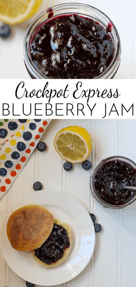 Made with sugar and fresh lemon juice, Crockpot Express Blueberry Jam is the perfect combination of sweet and tart flavors! Blueberry Crockpot Recipes, Crockpot Jelly Recipes, Crockpot Jam Recipes, Crockpot Blueberry Jam, Crock Pot Jam, Crockpot Jam, Fruit Sides, Crockpot Desserts, Crockpot Express