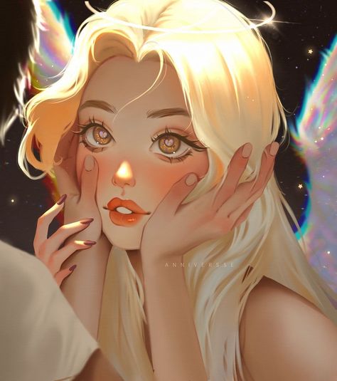 Annie 🌸 | What is love? 🎵 (how to show a loving look without hearts in your eyes?😅) | Instagram Angel Character Art, Anime Heart Eyes, Eyes In Love, Girl Rpg, Girly Anime, Blonde Art, Eyes Reference, Eye Aesthetic, Blonde Angel