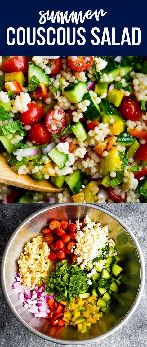 Embrace the vibrant flavors of summer with this refreshing couscous delight. Perfect for those warm days, this dish combines fluffy couscous with a medley of fresh vegetables and zesty herbs. It's a light yet satisfying meal that can be enjoyed as a main course or a side dish. Ideal for picnics, barbecues, or a simple dinner on the patio, this couscous recipe is sure to become a seasonal favorite. Easy to prepare and bursting with color, it's a delicious way to savor the taste of summer. Summer Couscous Salad, Summer Couscous, Perfect Baked Chicken Breast, Mediterranean Couscous Salad, Couscous Salad Recipes, Salad Summer, Couscous Salat, Couscous Recipes, Couscous Salad