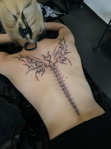 #TattooArt #TattooDesign #Inked #TattooLife #TattooCommunity #TattooArtists #BodyArt #InkMaster #TattooCulture #Tattoos #TattooInspiration #TattooLove #TattooIdeas #InkInspired #TattooSociety #SkinArt #Tattooist #TattooAddict #InkedUp Cybersigilism Back Tattoo, Cybersigilism Tattoo Back, Mandala Sunflower, Fairy Wing Tattoos, Wing Tattoos On Back, Tattoo Dress, Cute Simple Tattoos, Tattoos To Cover Scars, Dragon Tattoo For Women