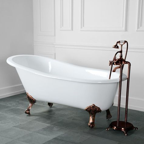 Bathtub Shower Combo, Slipper Tubs, Cast Iron Bathtub, Cast Iron Tub, Steam Showers Bathroom, Soaking Bathtubs, Dream Bathrooms, Clawfoot Tub, Bathtub Shower