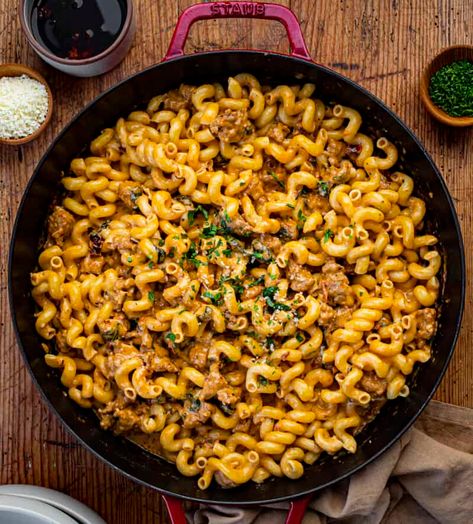 Sausage Cavatappi, Creamy Cheesy Pasta, Sausage Spinach Pasta, Spicy Sausage Pasta, Spicy Italian Sausage, Spicy Pasta, Ground Italian Sausage, Xmas Dinner, Supper Ideas