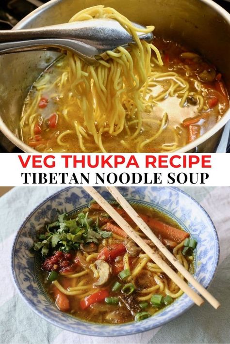 thukpa recipe vegetables, veg thukpa recipe, authentic tibetan thukpa recipe, veg thukpa soup photography, thukpa tibet, tibetan food recipes, tibetan food dishes, tibetan food cuisine, tibetan food noodle soups, healthy vegetarian soup recipes, garam masala soup, chinese noodle soup, hearty vegetarian soup, cold winter soup recipes, cold weather comfort foods dinner ideas, best fall soup recipe ideas, spiced soup recipes Thukpa Recipe Vegetables, Vegan Cold Weather Recipes, Tibetan Thupka Recipe, Nepal Food Recipes, Tibetan Food Recipes, Tibetan Soup, Buddhist Recipes, Healthy Vegetarian Soup Recipes, Thukpa Soup