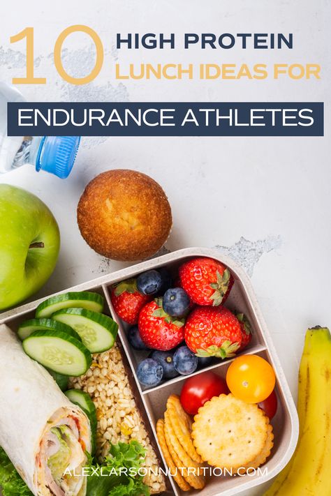 Meeting protein goals is a common challenge that most athletes face. Endurance athletes including runners, triathletes and cyclists have increased protein needs due to the physiological demands of training. We want your sports nutrition goals to be fun and also flexible. Fortunately, we have many easy high-protein lunch ideas that can be planned and prepped in less than 10 minutes. Runners Lunch Ideas, Triathlete Meal Plan, High School Athlete Lunch Ideas, Athlete Lunch Ideas, Pregame Meals For Athletes, Lunch Ideas For Athletes, Athlete Meals, Protein Lunch Ideas, High Protein Lunch Ideas