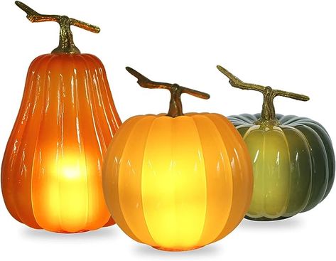 Great Gift Well designed with excellent value, this glass pumpkin lights makes a wonderful gift. Mercury Glass Lighting, Pumpkins Decor, Halloween Table Centerpieces, Up Pumpkin, Pumpkin Ornaments, Light Up Pumpkins, Beautiful Pumpkins, Lantern Candle Decor, Foam Pumpkins