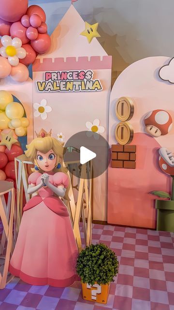 Super Mario Girl Birthday Party, Princess Peach Backdrop, Princess Peach Birthday Party Decorations, Princess Peach Diy, Princess Peach Party Decorations, Princess Peach Birthday Party Ideas, Princess Peach Castle, 1sr Birthday, Princess Peach Birthday Party