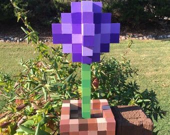 Minecraft Flowers, Diy Minecraft Decorations, Minecraft Diy Crafts, Allium Flower, Minecraft Decoration, Minecraft Blocks, Wood Block Crafts, Diy Minecraft, Minecraft Room