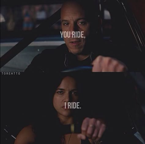 You ride, I ride. Letty Fast And Furious, Fast Furious Quotes, Fast And Furious Letty, Dom And Letty, Movie Fast And Furious, Fast And Furious Cast, Fast And Furious Actors, Dominic Toretto, Paul Walker Quotes