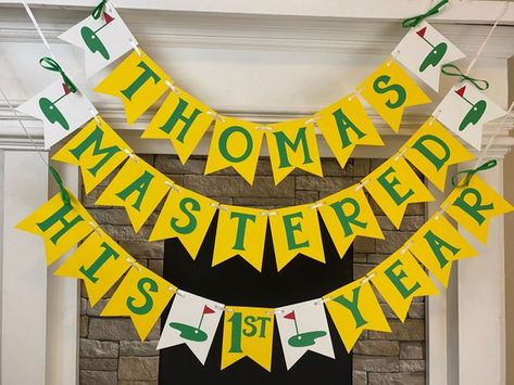 Masters Hole in ONE Golf First Birthday Decorations Golf | Etsy Golf Birthday Decorations, One Year Old Golf Birthday, Masters 1st Birthday Party, Masters Themed First Birthday, Golf 1st Birthday Party, Hole In One First Birthday, Birthday Name Banner, Golf First Birthday, One Year Old Birthday