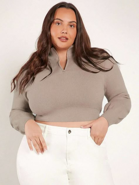 Shein Basics, Crop Pullover, Estilo Hip Hop, Crop Sweater, Plus Size Sweaters, Cropped Sweater, Plus Clothing, Fashion Inspiration, Knitwear