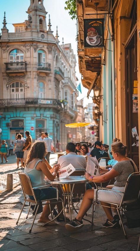 Sure! Here is the text with relevant hashtags:
"Café #StreetScene: #People enjoying a #sunny day at a street café in a vibrant #European city, reading and chatting. #café #street #people #europe #sunny #aiart #aiphoto #stockcake ⬇️ Download and 📝 Prompt 👉 https://stockcake.com/i/caf-street-scene_1058890_348426" City Street Photography People, People At Cafe, European Coffee Shop, Wilderness Painting, Street Coffee Shop, European Streets, Sketching References, Pavilion Ideas, Street Restaurant