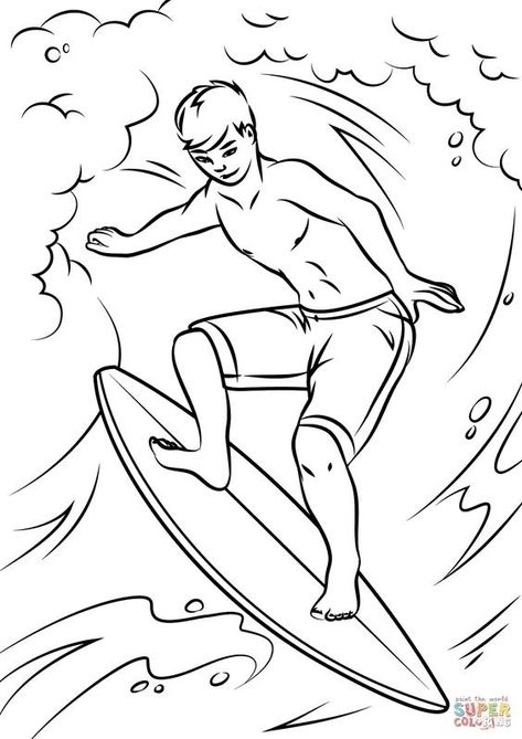 Surf Drawing, Summer Coloring, Preschool Coloring Pages, I Love Summer, Summer Coloring Pages, Printable Pictures, Color Magic, Surf Board, Coloring Pages Printable