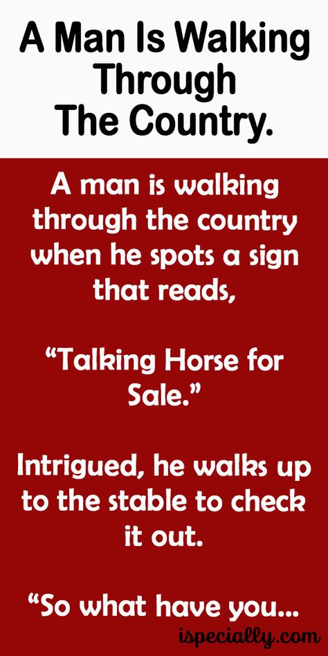 A Man Is Walking Through The Country. – Hinge Dating App, Comedy Jokes, Sports Channel, Funny Long Jokes, Long Jokes, What Have You Done, Text Jokes, Book Jokes, Horses For Sale