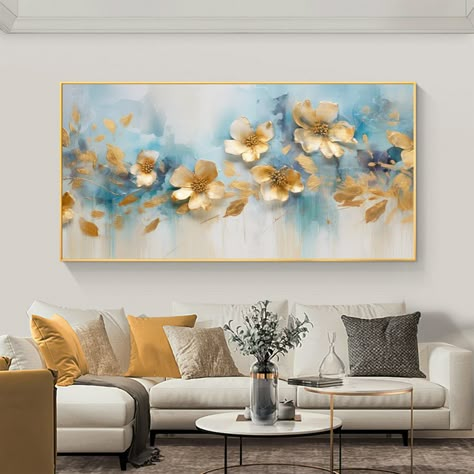 Abstract Gold Flower Oil Painting on Canvas, Large Wall Art, Original Minimalist Floral Wall Art Custom Painting Modern Living Room Decor Large Oil Painting Living Rooms, Painted Suits, Abstract Painting Acrylic Modern, Earthy Living Room, Modern Living Room Decor, Flower Oil Painting, Floral Wall Art Canvases, Abstract Art Inspiration, Custom Painting