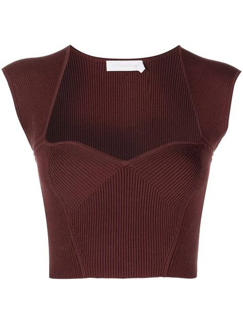 Sweetheart Neckline Top, Knitted Crop Top, Sweater Vest Women, Knitted Tops, Cute Crop Tops, Jonathan Simkhai, Ribbed Knit Sweater, Knit Crop Top, Knit Crop