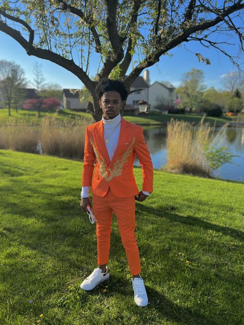 Orange Prom Suit, Prom Boys Outfit, Kiddie Prom, Prom Pics, Orange Suit, Dress Suits For Men, Prom Ideas, Prom Suits, Prom Pictures