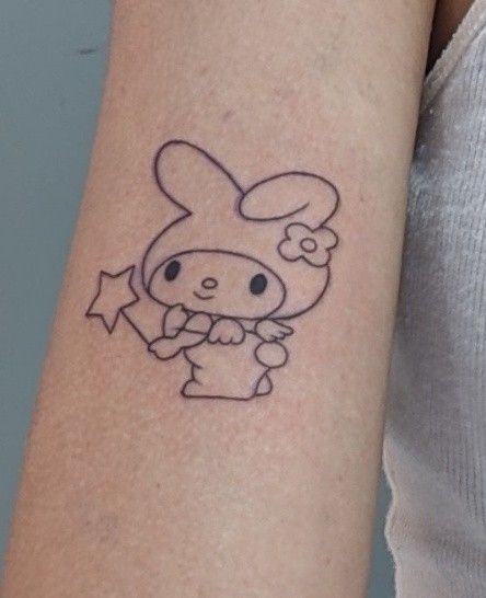 My Melody Tattoo Ideas, My Melody Tattoo, Melody Tattoo, Creative Tattoos, Tattoo Inspo, Cinnamon Roll, Pretty Tattoos, My Melody, Future Tattoos