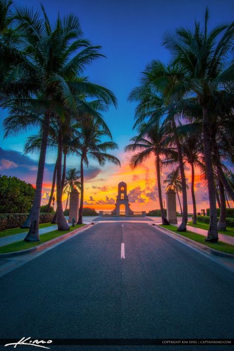 Sunrise from Palm Beach Island at Worth Avenue along Ocean Blvd underneath the coconut tree by the clock tower. HDR image created using Aurora HDR software by Macphun. Worth Avenue Palm Beach, Palm Beach Photography, Palm Beach Island, Ocean Boulevard, Ocean Blvd, Florida Photography, Hdr Photos, Beach Island, Coconut Tree