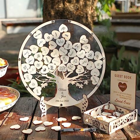 Boho Guest Book, Wedding Keepsake Ideas, Sunflower Guest Book Alternative, Unique Wedding Keepsakes, Shadow Box Wedding Guest Book Tree And Leaves, Life Tree Wedding Invitation, Wooden Hearts Wedding Guest Book, Baby Shower Guest Book Alternative, Wooden Heart Guest Book