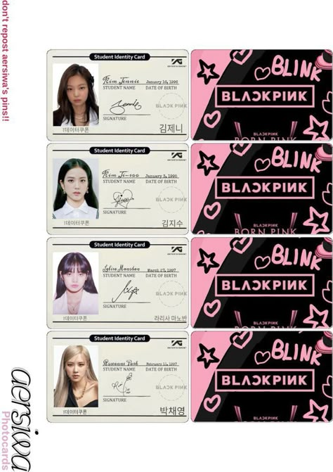 Black Pink Lomo Card Printable, Black Pink Photo Card, Blackpink Card, Kpop Black Pink, Kpop Id, Kpop Cards, Blackpink Square Up, Hello Kitty Crafts, Kpop Diy